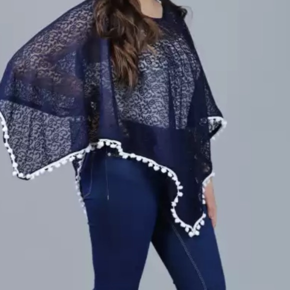 Anthropology Mauve Poncho Sz S Blue Lace - Picture 1 of 9